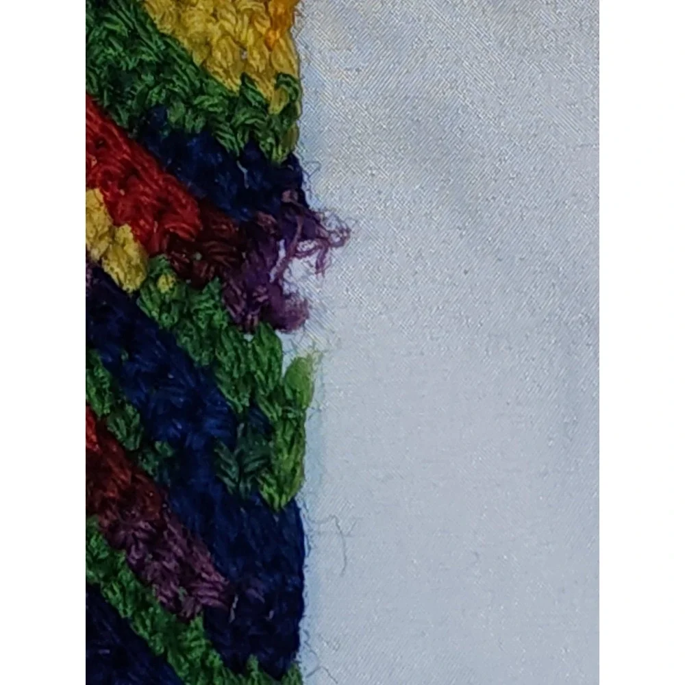 🔥 Vintage Wool  Hand Made Rainbow Zig Zag Blanket Afghan 55